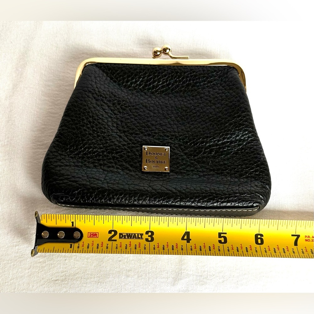 Dooney & Bourke Black Pebble Leather Kiss Lock Coin Purse - Picture 3 of 7